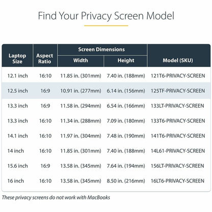 StarTech.com 12.5-inch 16:9 Flip-Up Privacy Screen with Touch and Blue Light Filter for Laptops