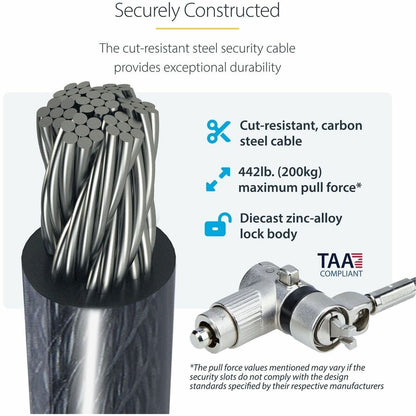 StarTech.com 10-Pack Dual-Access Laptop Lock with 6.5ft Steel Cable for K-Slot Devices