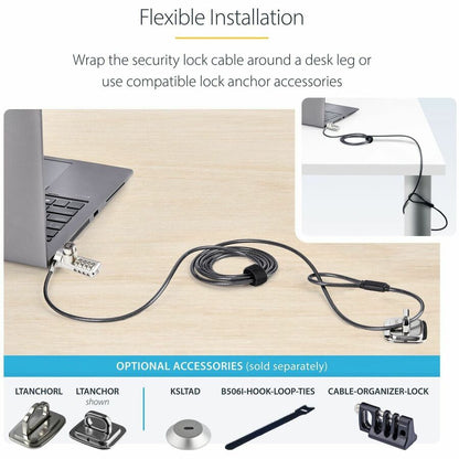 StarTech.com 10-Pack Dual-Access Laptop Lock with 6.5ft Steel Cable for K-Slot Devices