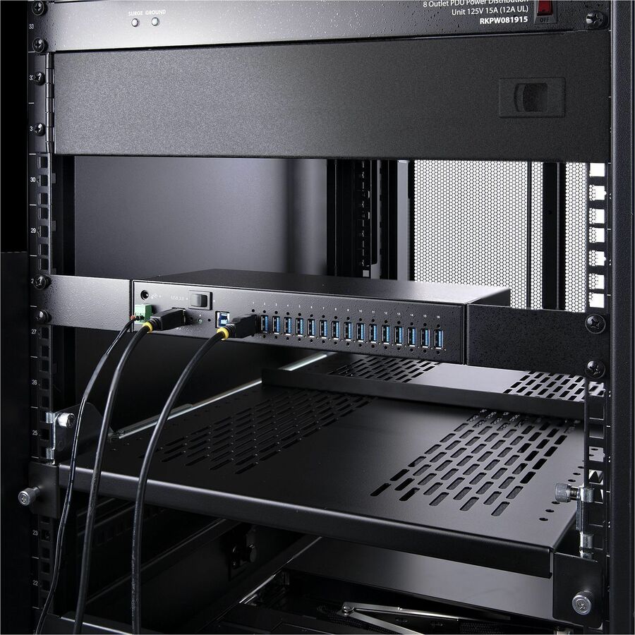 StarTech.com 16-Port Industrial USB 3.2 Gen 1 Hub with Power Adapter and Dual-Host Switch