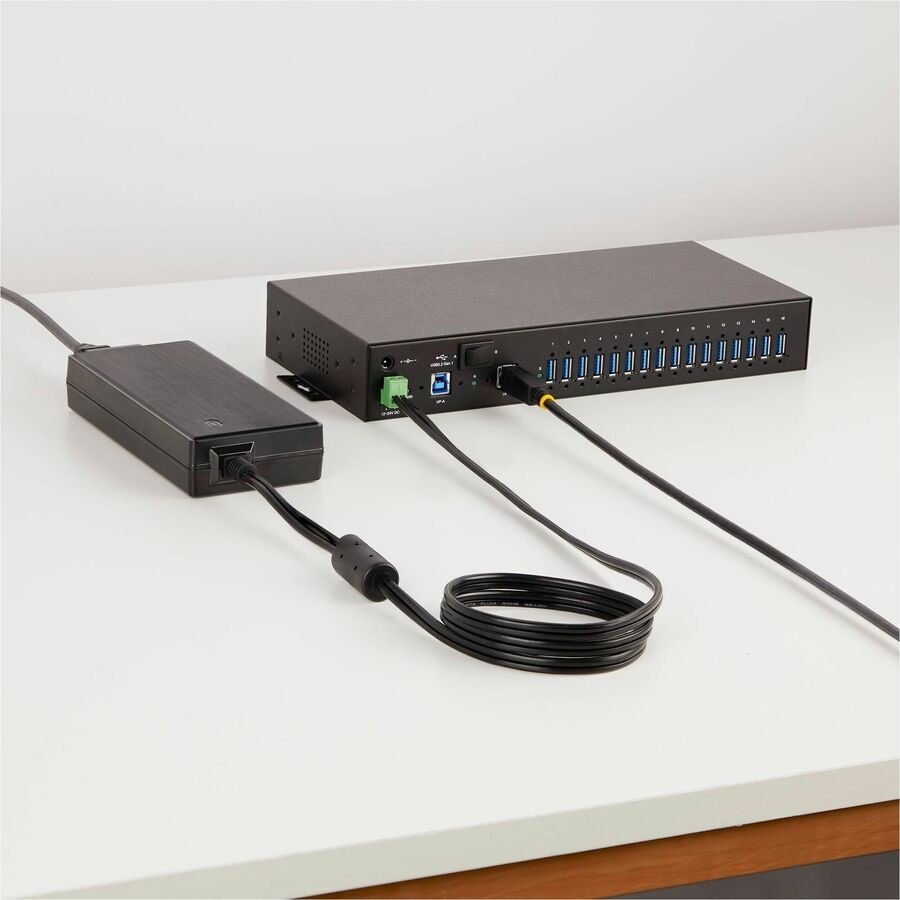 StarTech.com 16-Port Industrial USB 3.2 Gen 1 Hub with Power Adapter and Dual-Host Switch