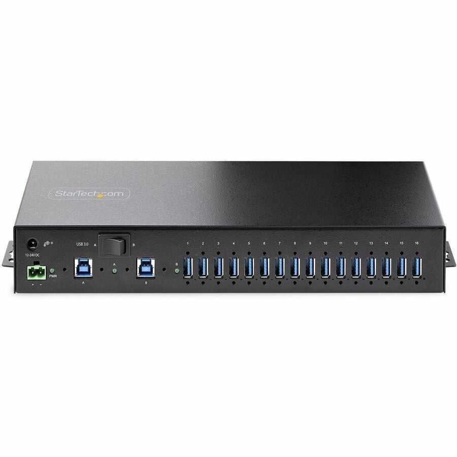 StarTech.com 16-Port Industrial USB 3.2 Gen 1 Hub with Power Adapter and Dual-Host Switch