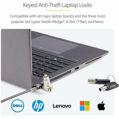 StarTech.com 25-Pack Universal Laptop Lock with 6.6ft Cable – Master Keyed Security Cable for Laptops and Office Equipment