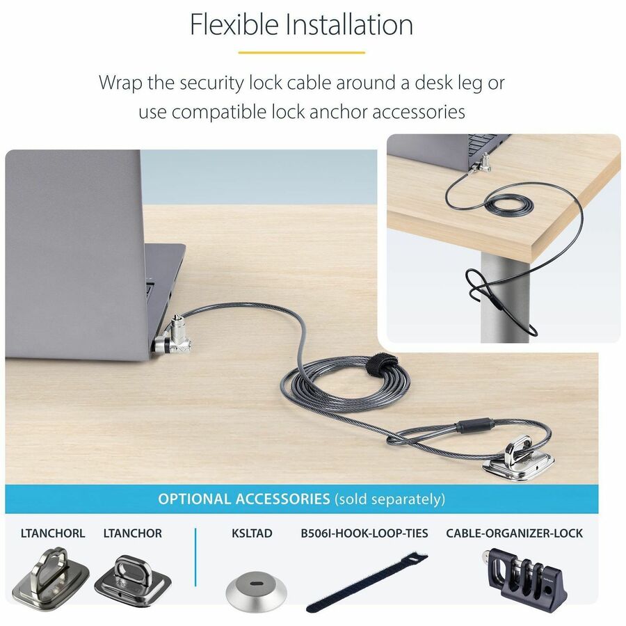 StarTech.com 25-Pack Universal Laptop Lock with 6.6ft Cable – Master Keyed Security Cable for Laptops and Office Equipment