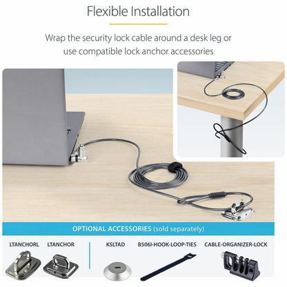 StarTech.com 25-Pack Universal Laptop Lock with 6.6ft Cable – Master Keyed Security Cable for Laptops and Office Equipment