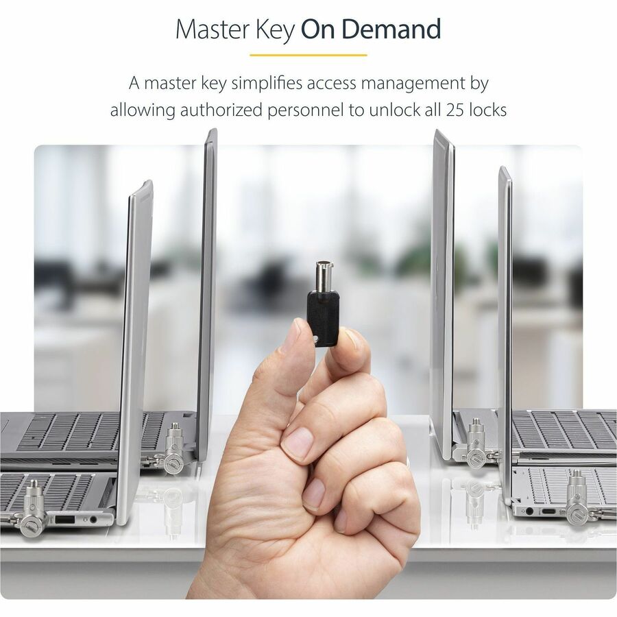 StarTech.com 25-Pack Universal Laptop Lock with 6.6ft Cable – Master Keyed Security Cable for Laptops and Office Equipment
