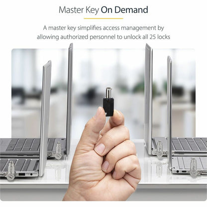 StarTech.com 25-Pack Universal Laptop Lock with 6.6ft Cable – Master Keyed Security Cable for Laptops and Office Equipment