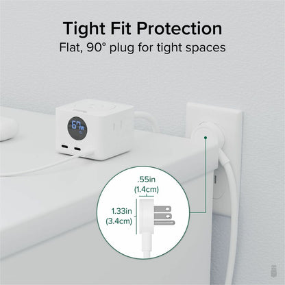 Plugable 67W USB-C Power Strip and Charging Station Extension Cord (PS3-METER3)