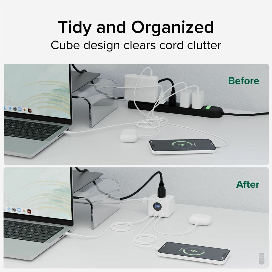 Plugable 67W USB-C Power Strip and Charging Station Extension Cord (PS3-METER3)