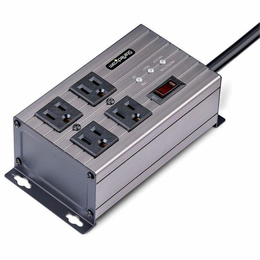 StarTech.com 4-Outlet Power Strip with Surge Protection and EMI/RFI Noise Isolation - 125V, 15A, 8ft Cord, UL Listed