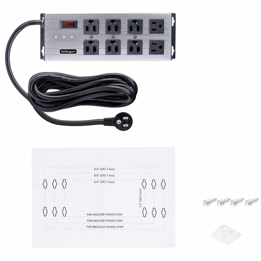 StarTech.com 8-Outlet Power Strip with Surge Protection and EMI/RFI Noise Isolation - 125V, 15A, 12ft Cord