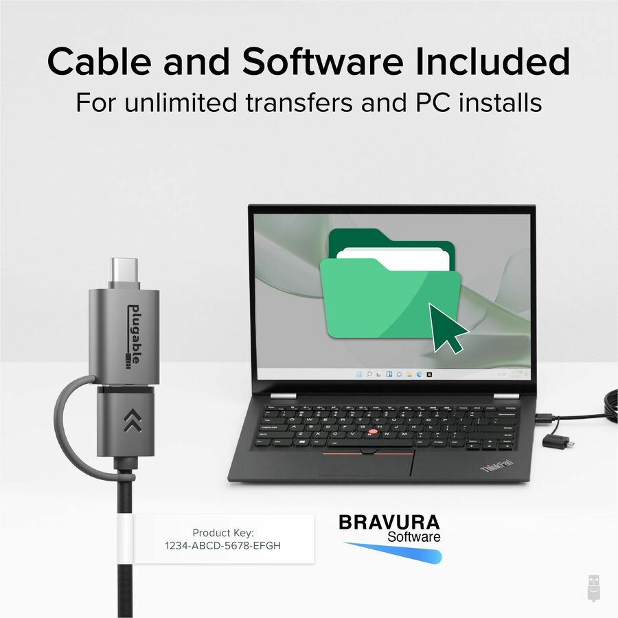 Plugable USB Data Transfer Cable with USB-C Adapter (USBC-TRAN) for Windows - Fast & Secure File Transfer