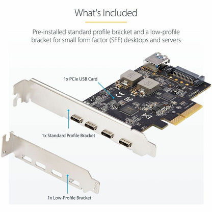 StarTech.com 5-Port USB PCIe Expansion Card with USB 3.2 Gen 2 10Gbps Ports and Internal USB-A Support