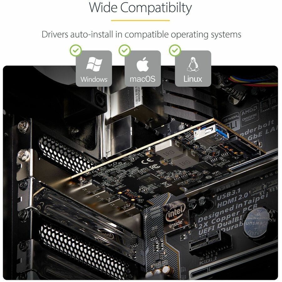 StarTech.com 5-Port USB PCIe Expansion Card with USB 3.2 Gen 2 10Gbps Ports and Internal USB-A Support