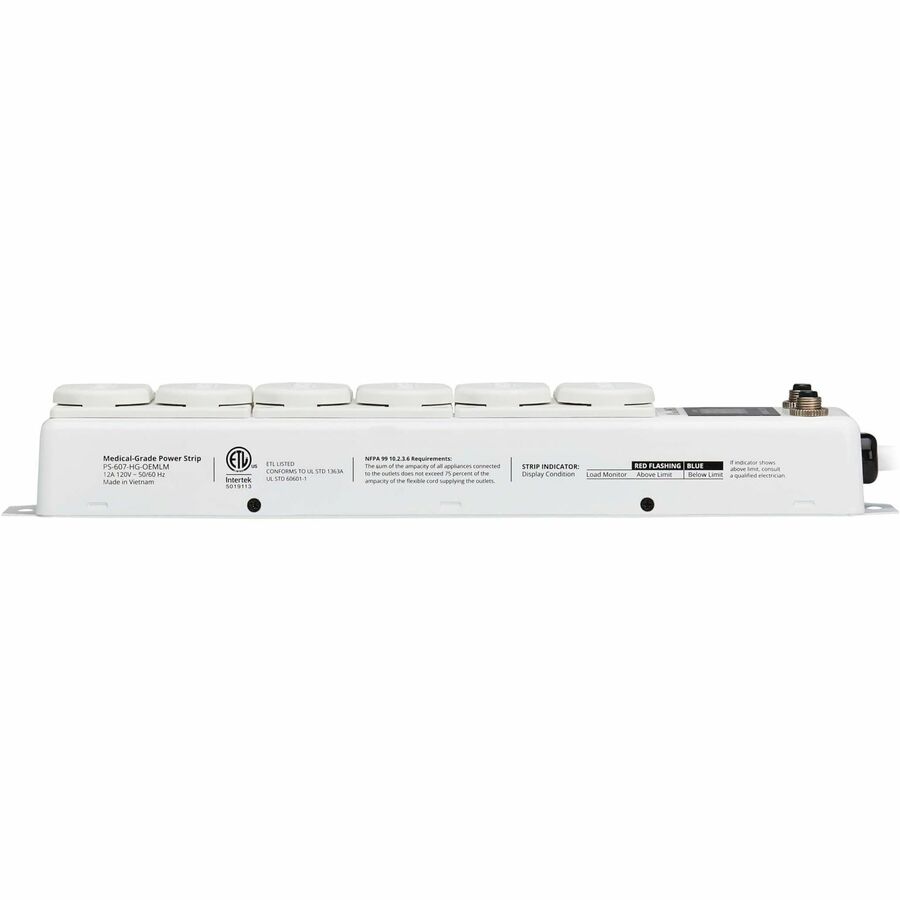 Eaton Tripp Lite Series Safe-IT PS-607-HG-OEMLM Medical-Grade Power Strip with 6 Hospital-Grade Outlets and Load Monitor