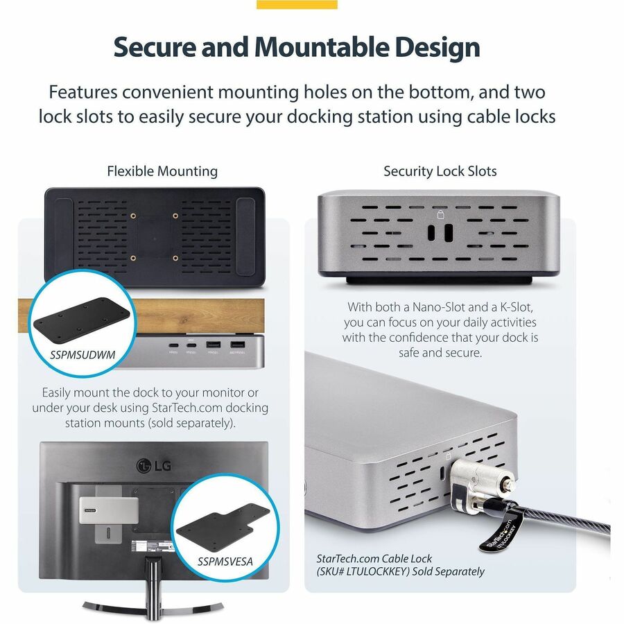 StarTech.com Dual-Monitor USB4 Docking Station with 2x HDMI 2.1, 100W Charging, 2.5GbE, Supports Dual 4K 120Hz and 8K Resolutions
