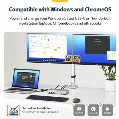 StarTech.com Dual-Monitor USB4 Docking Station with 2x HDMI 2.1, 100W Charging, 2.5GbE, Supports Dual 4K 120Hz and 8K Resolutions