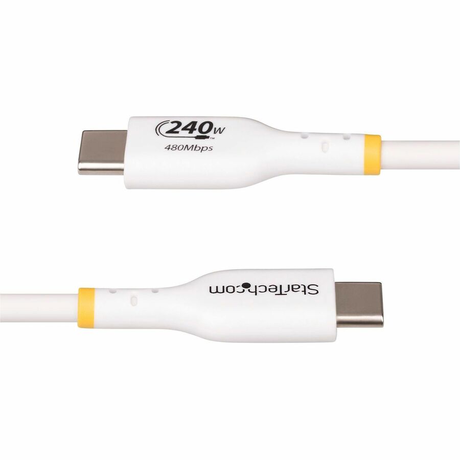 StarTech.com 3ft White USB-C Charging and Data Transfer Cable, 240W PD EPR, USB 2.0, Certified
