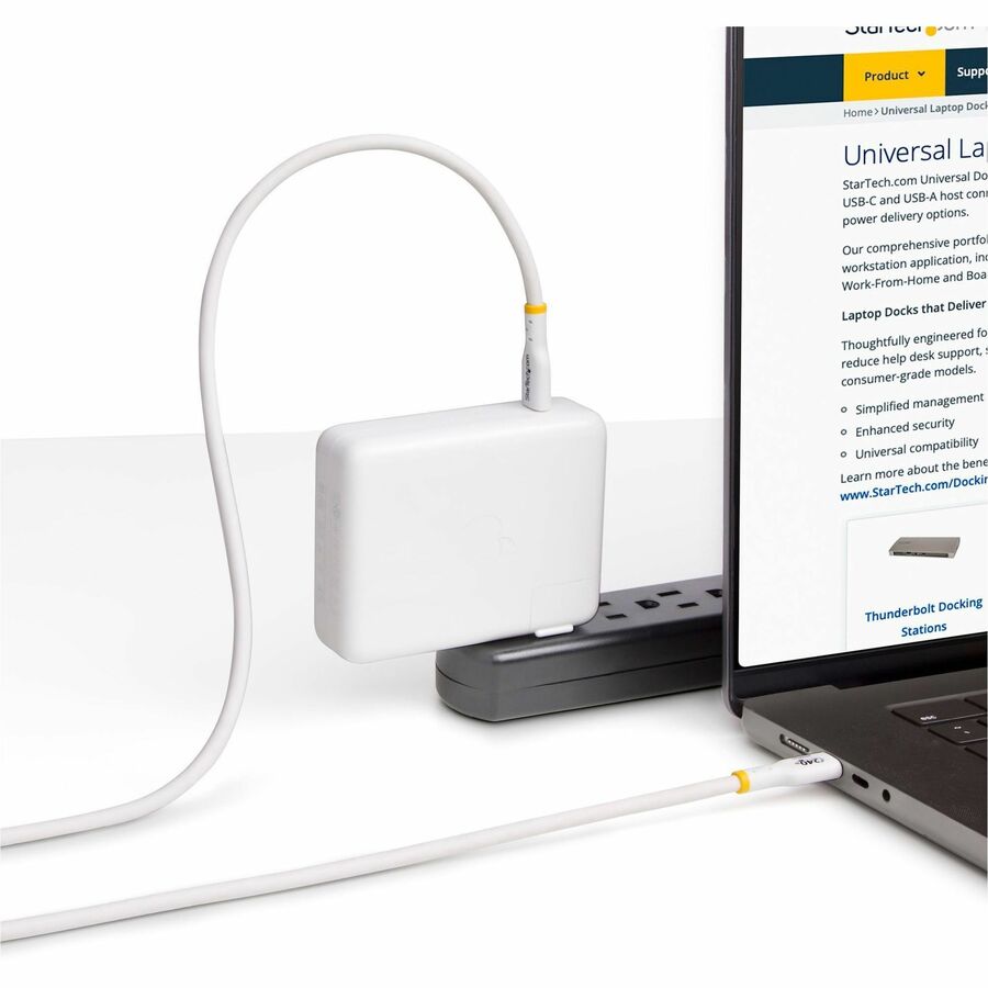 StarTech.com 3ft White USB-C Charging and Data Transfer Cable, 240W PD EPR, USB 2.0, Certified