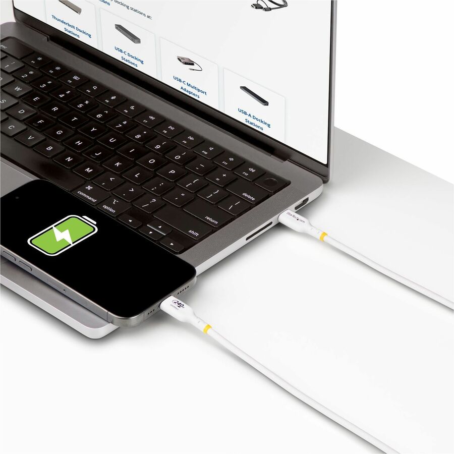 StarTech.com 6ft White USB-C Charging and Data Transfer Cable, 240W PD EPR, USB 2.0 for MacBook Pro M3 Pro/M3 Max
