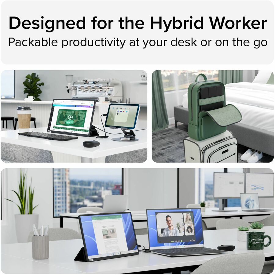 Plugable USB-C Portable Monitor 15.6 Inch with 100W Pass-Through Charging and IPS Display