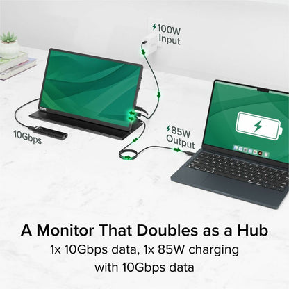 Plugable USB-C Portable Monitor 15.6 Inch with 100W Pass-Through Charging and IPS Display