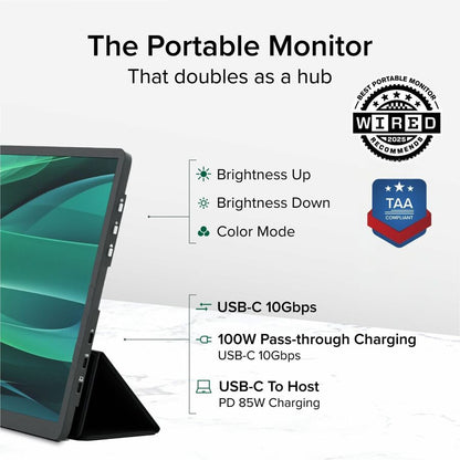 Plugable USB-C Portable Monitor 15.6 Inch with 100W Pass-Through Charging and IPS Display