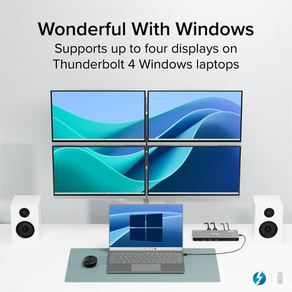 Plugable Thunderbolt 4 Docking Station with Quad 4K/8K Display Support and 100W Charging