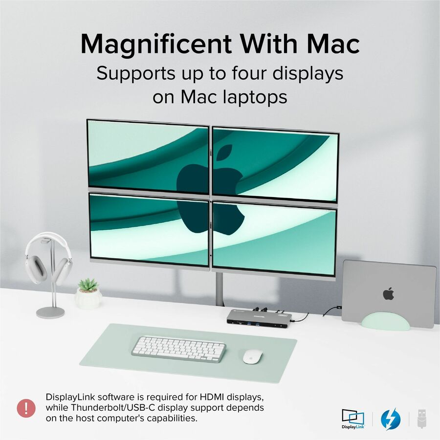 Plugable Thunderbolt 4 Docking Station with Quad 4K/8K Display Support and 100W Charging