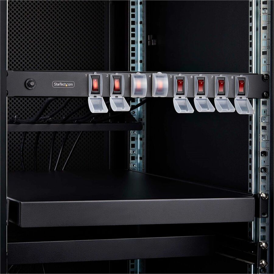 StarTech.com 8-Outlet Horizontal Rack Mount PDU, 1U Power Strip with Individual Switches and 15A Circuit Breaker