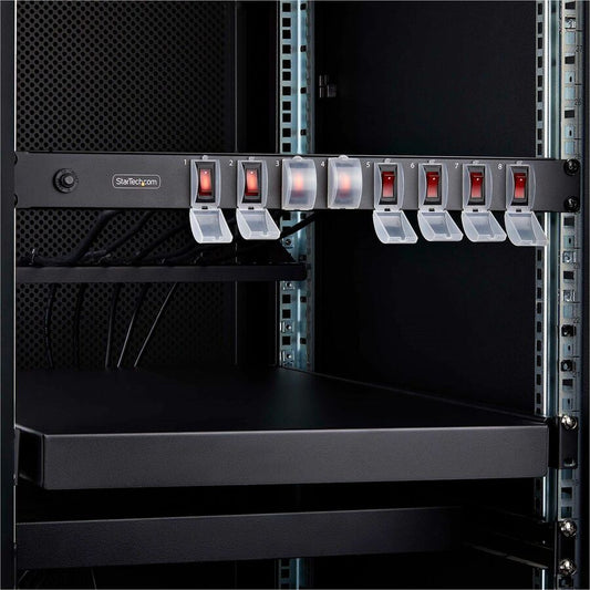 StarTech.com 8-Outlet Horizontal Rack Mount PDU, 1U Power Strip with Individual Switches and 15A Circuit Breaker