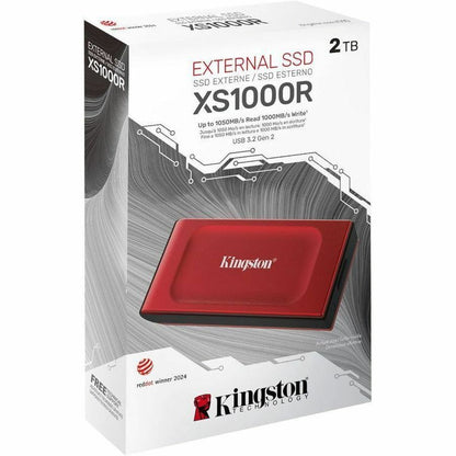 Kingston XS1000 2TB Portable External SSD Drive - USB 3.2 Gen 2, Red