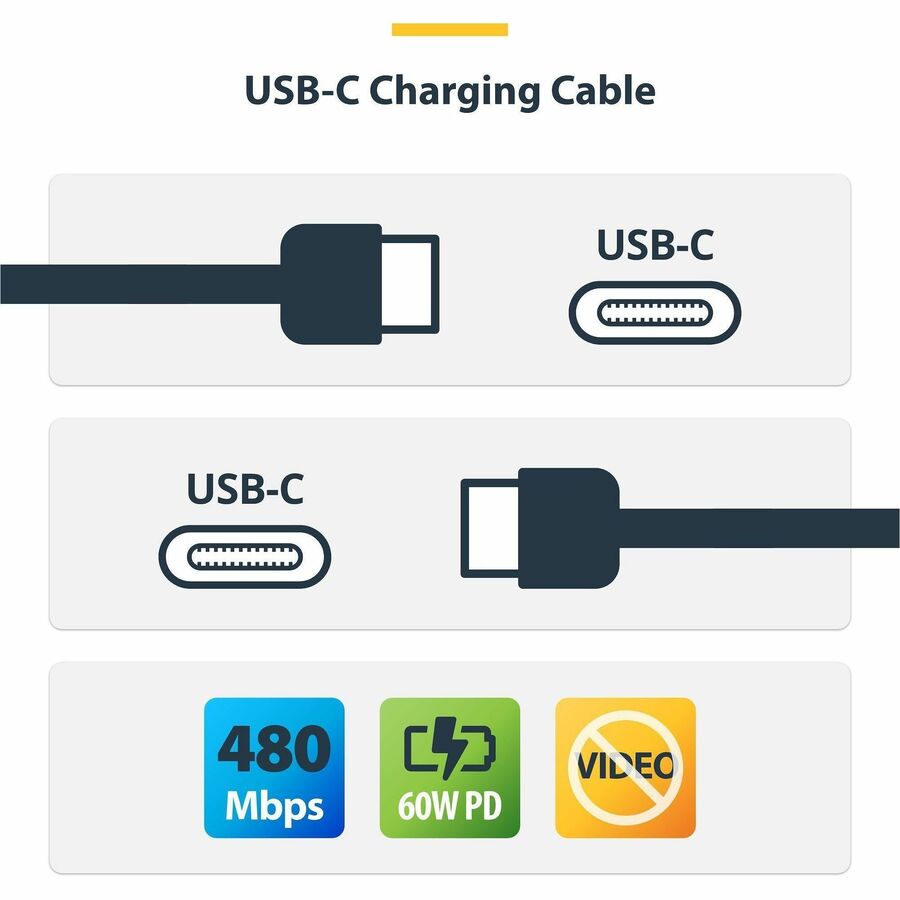 StarTech.com 6ft USB-C Data Transfer Cable with 60W Power Delivery and TPE Jacket