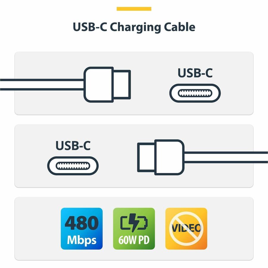 StarTech.com 6ft White USB-C Charging and Data Transfer Cable (Part #USB2CC6FWHE)