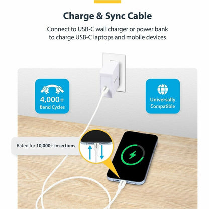 StarTech.com 6ft White USB-C Charging and Data Transfer Cable (Part #USB2CC6FWHE)