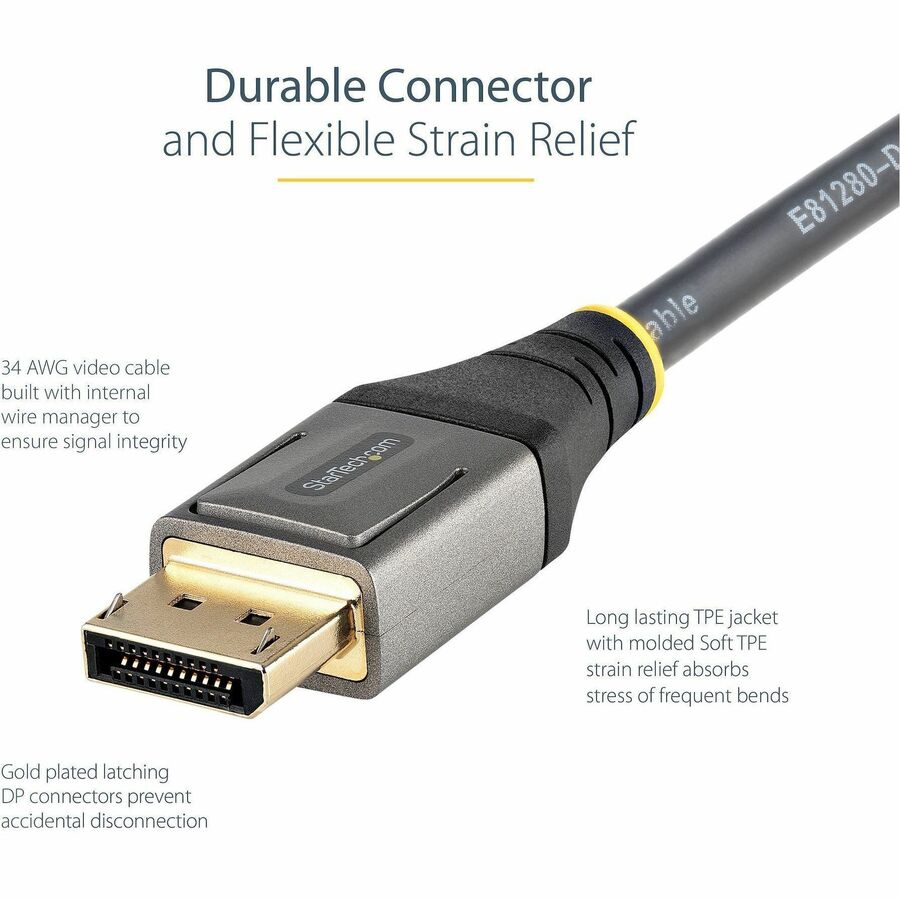 StarTech.com 1ft DisplayPort 1.4 Cable for 8K UHD Video – Supports HDR10, MST, 32.4Gbps
