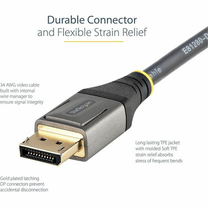 StarTech.com 1ft DisplayPort 1.4 Cable for 8K UHD Video – Supports HDR10, MST, 32.4Gbps
