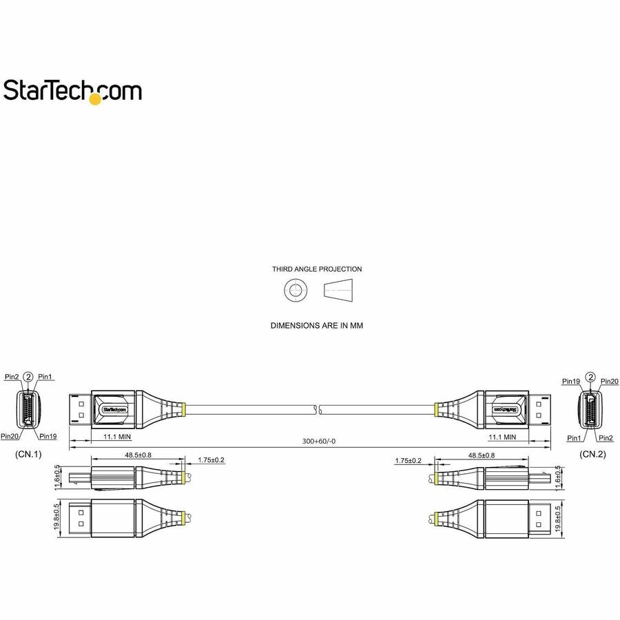 StarTech.com 1ft DisplayPort 1.4 Cable for 8K UHD Video – Supports HDR10, MST, 32.4Gbps