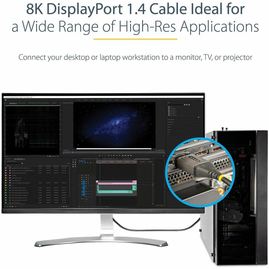 StarTech.com 1ft DisplayPort 1.4 Cable for 8K UHD Video – Supports HDR10, MST, 32.4Gbps