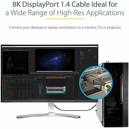 StarTech.com 1ft DisplayPort 1.4 Cable for 8K UHD Video – Supports HDR10, MST, 32.4Gbps