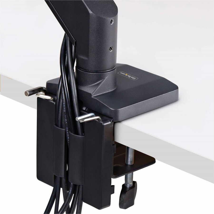 StarTech.com Crossbar Triple Monitor Desk Mount for 27-inch Displays with VESA Compatibility, Tool-Free Adjustments, and C-Clamp or Grommet Mounting