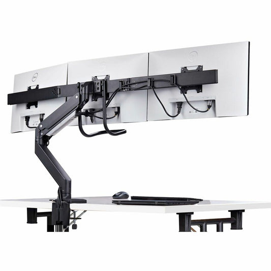 StarTech.com Crossbar Triple Monitor Desk Mount for 27-inch Displays with VESA Compatibility, Tool-Free Adjustments, and C-Clamp or Grommet Mounting