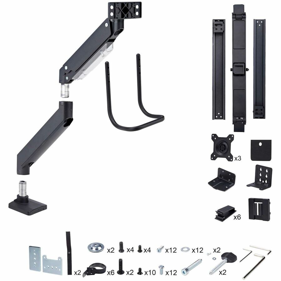StarTech.com Crossbar Triple Monitor Desk Mount for 27-inch Displays with VESA Compatibility, Tool-Free Adjustments, and C-Clamp or Grommet Mounting