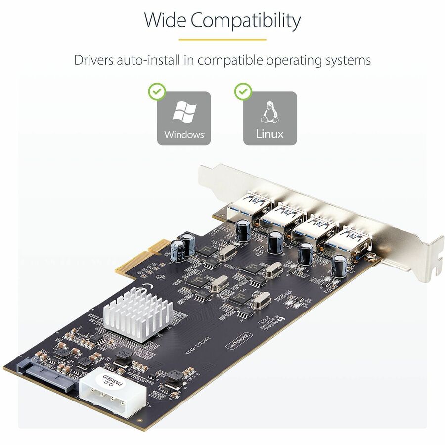 StarTech.com 4-Port USB PCIe Expansion Card with 5Gbps USB 3.2 Ports and Independent Controllers