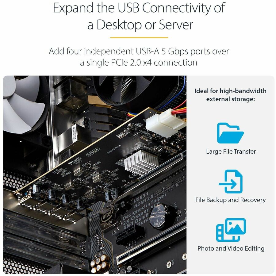StarTech.com 4-Port USB PCIe Expansion Card with 5Gbps USB 3.2 Ports and Independent Controllers