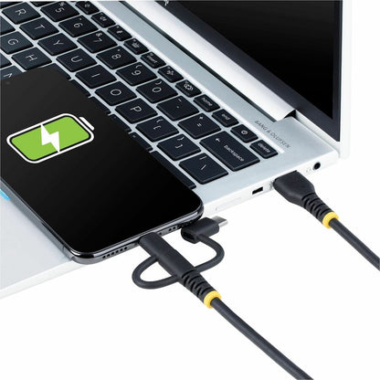 StarTech.com 3.3ft Rugged USB Multi Charging Cable with Lightning, Micro-USB, and USB-C - Apple MFi Certified