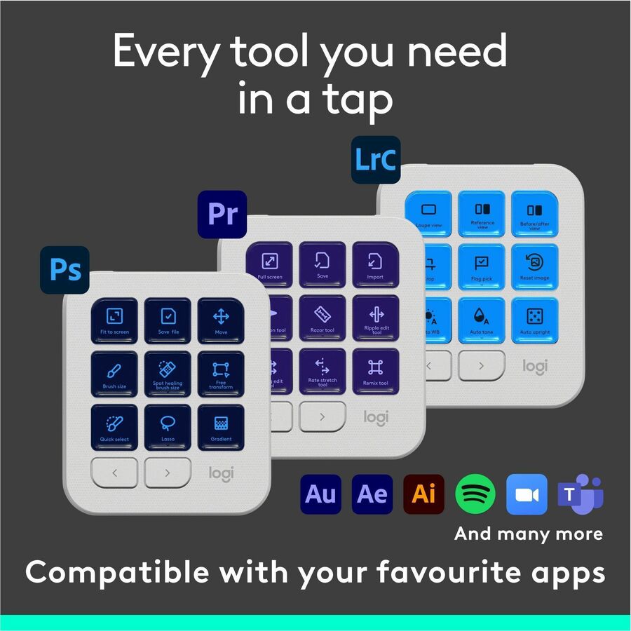 Logitech MX Creative Console Keypad & Dial – Programmable Backlit Keys and Precision Control for Creative Professionals