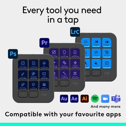 Logitech MX Creative Console Keypad & Dial – Programmable Customizable Control for Creative Professionals