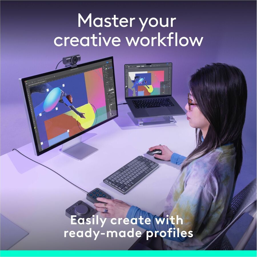 Logitech MX Creative Console Keypad & Dial – Programmable Customizable Control for Creative Professionals