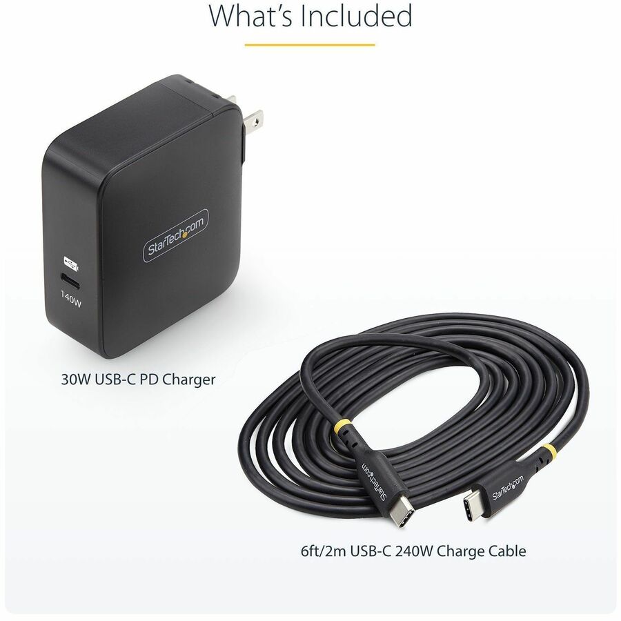 StarTech.com 140W USB-C GaN Wall Charger with USB-IF Certification and 6ft USB-C Cable
